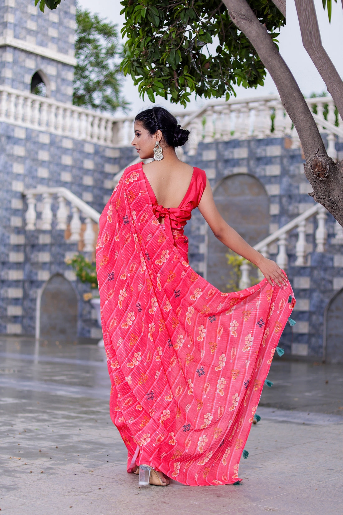 Pink Color Faux Georgette Saree  - Shahin Collection YF#23904