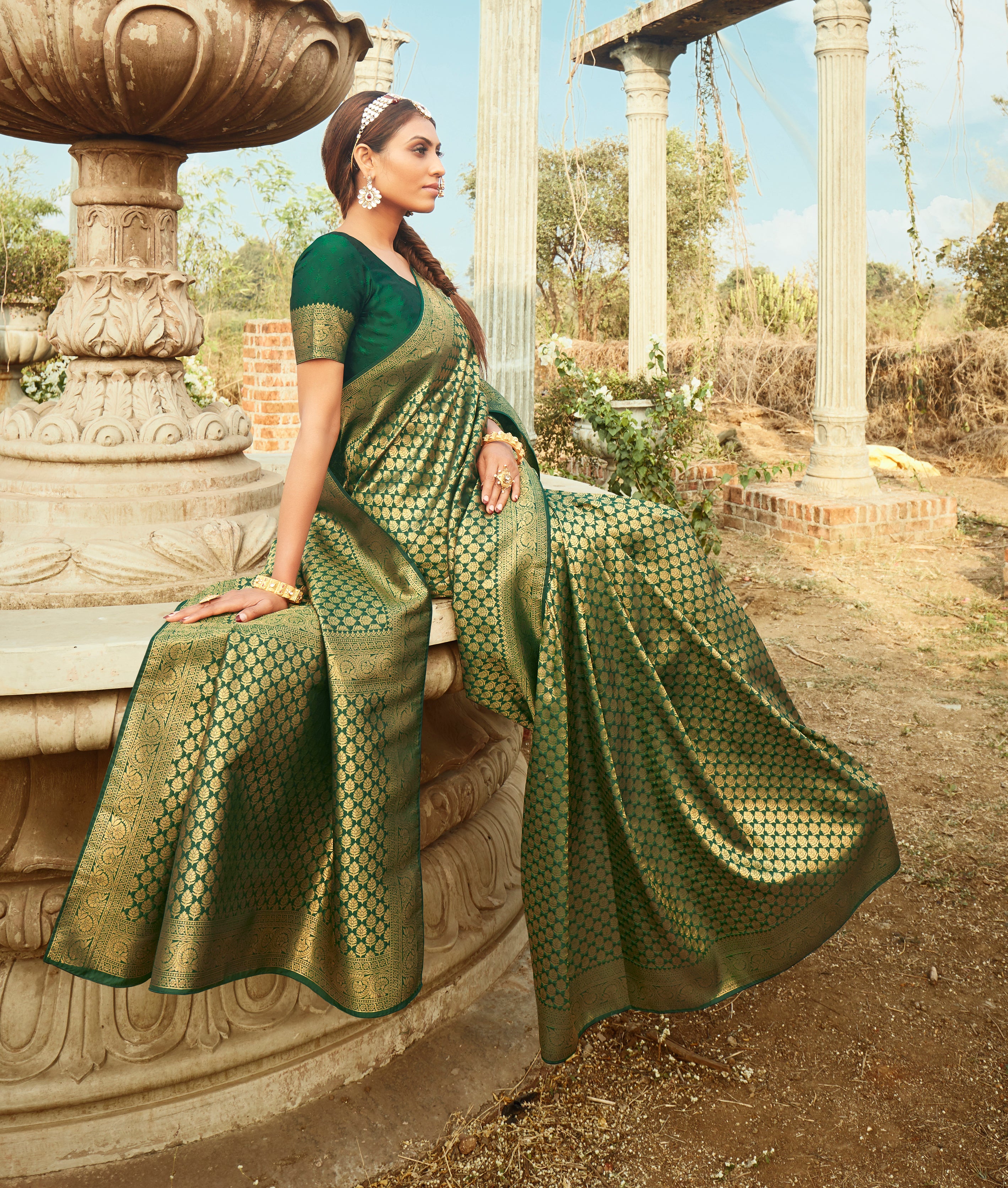 Green Color Banarasi silk Traditional Wear Saree -  Preetika  Collection YF#18217 - YellowFashion.in
