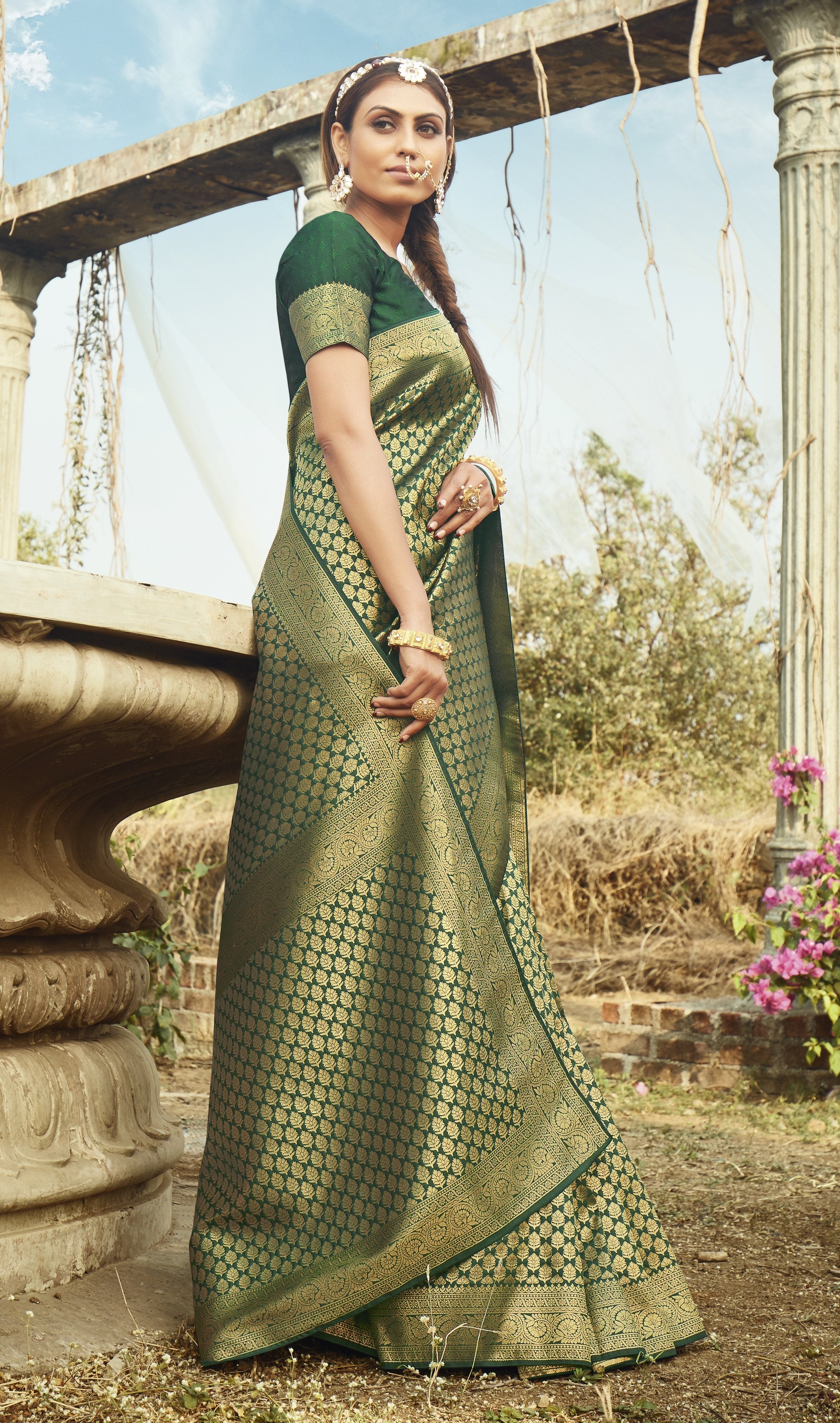 Green Color Banarasi silk Traditional Wear Saree -  Preetika  Collection YF#18217 - YellowFashion.in