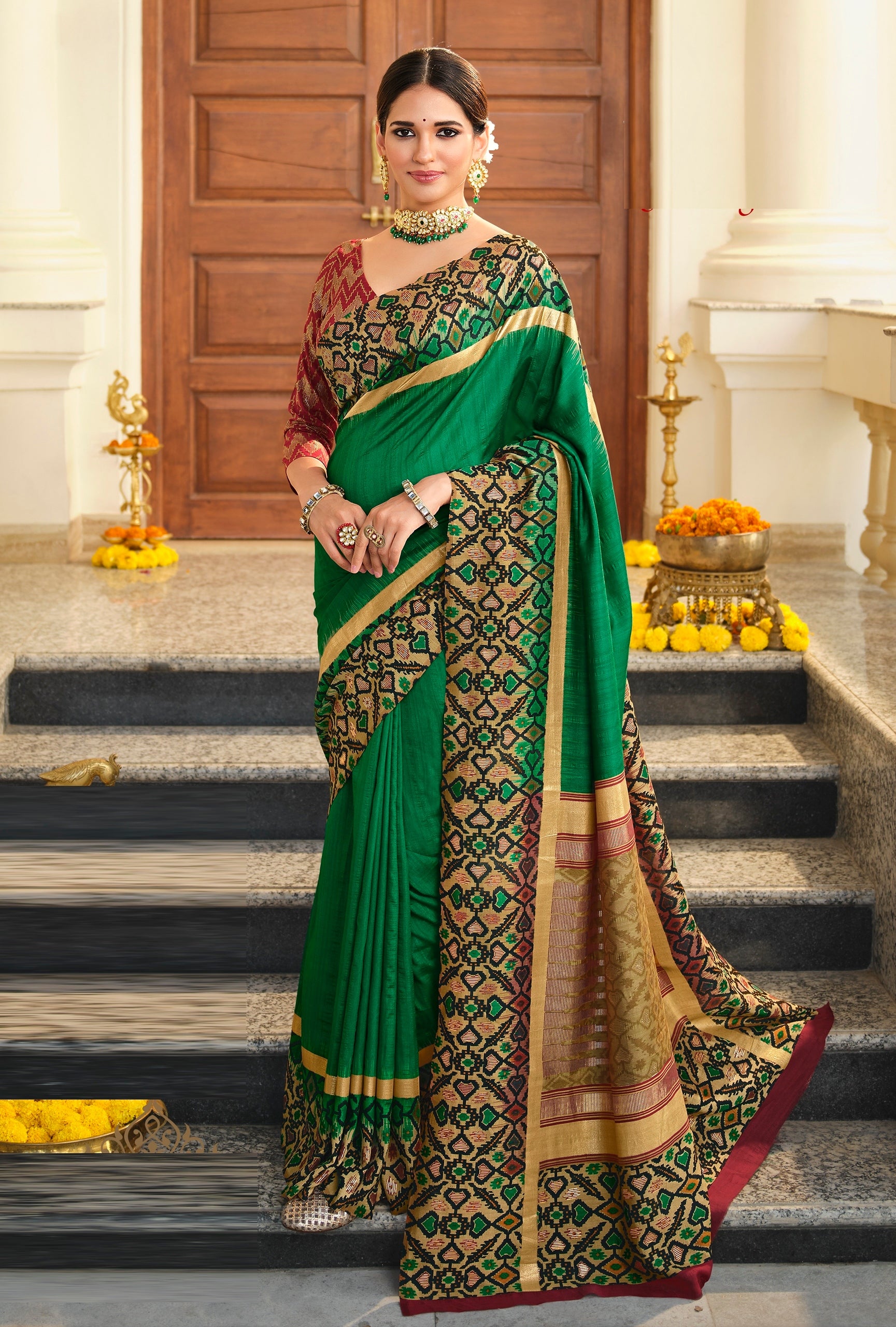Green Color Bhagalpuri Silk Saree  - Tulip Collection YF#20866 - YellowFashion.in by Ozone Shield